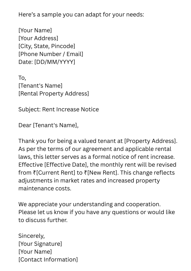 Rent Increase Notice